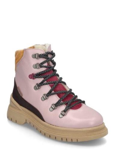 Boots - Flat - With Lace And Zip Vinterstøvler Med Snøre Pink ANGULUS