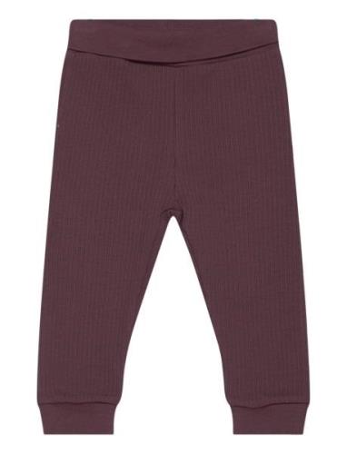 Pants Rib Bottoms Leggings Burgundy Fixoni