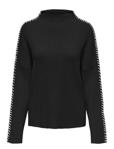 Onlqueenie Ls Contrast High Neck Prm Knt Tops Knitwear Jumpers Black O...