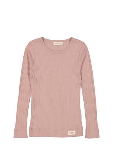 Plain Tee Ls Tops T-shirts Long-sleeved T-Skjorte Pink MarMar Copenhag...