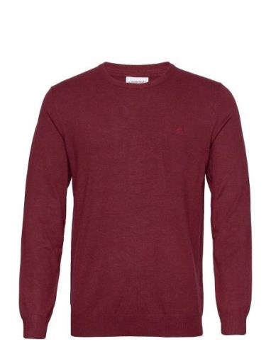 Mélange Round Neck Knit Tops Knitwear Round Necks Burgundy Lindbergh