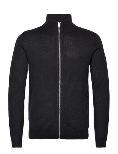 Merino Stand Up Collar Cardigan Tops Knitwear Full Zip Jumpers Black L...