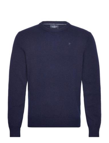 Lambswool Crew Tops Knitwear Round Necks Navy Hackett London