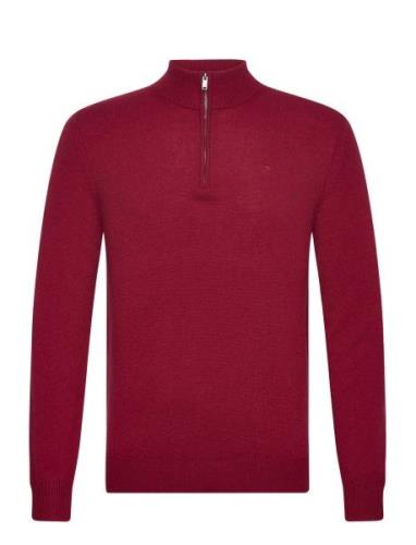 Lambswool Hzip Tops Knitwear Half Zip Jumpers Red Hackett London