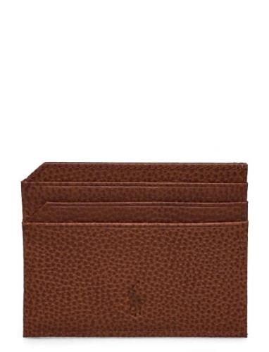 Pebbled Leather Card Case Accessories Wallets Cardholder Brown Polo Ra...