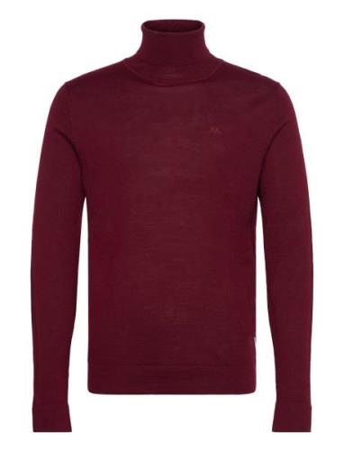 Merino Knit Roll-Neck Tops Knitwear Turtlenecks Burgundy Lindbergh