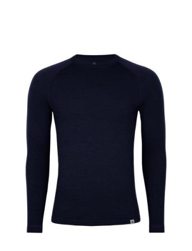 Men's Merino Long Sleeved Shirt Tops T-Langærmet Skjorte Navy Danish E...