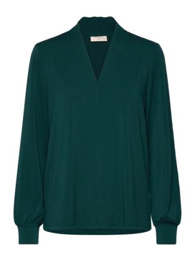 Fqyrsa-Blouse Tops Blouses Long-sleeved Green FREE/QUENT