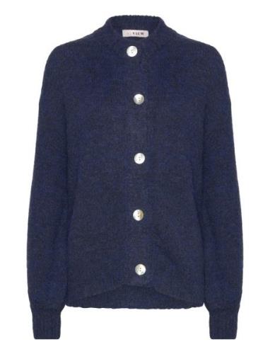 Patrisia Solid Knit Cardigan Tops Knitwear Cardigans Navy A-View