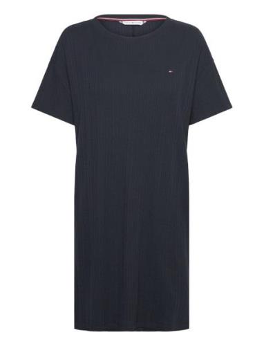 Ss Rib Jersey Nightdress Nattøj Navy Tommy Hilfiger