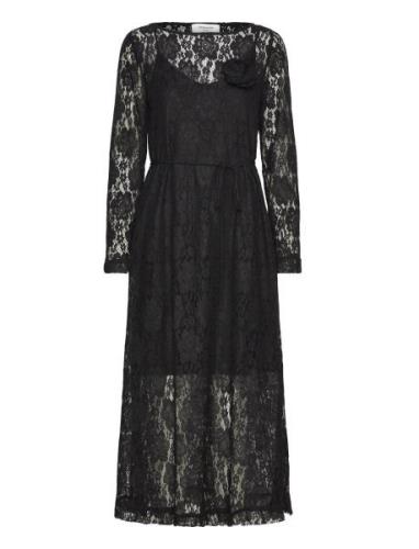 Rwdelilah Long Dress Knælang Kjole Black Rosemunde