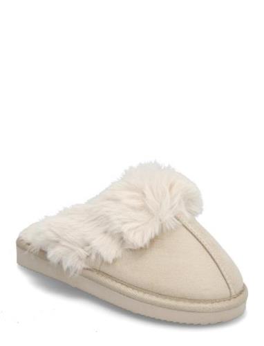 Lowan Fake Fur Mule Slippers Hjemmesko Cream Hunkemöller