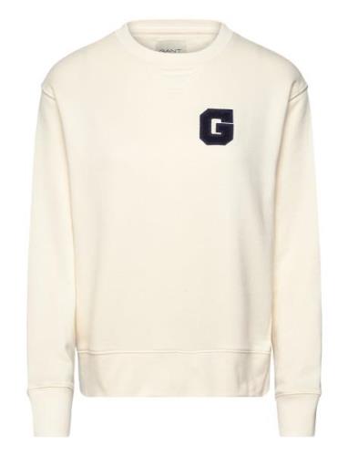 G Badge C-Neck Sweat Tops Sweatshirts & Hoodies Sweatshirts Cream GANT