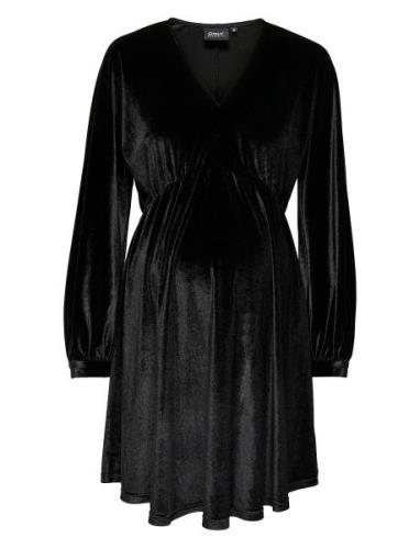 Olmesme Life Ls Velour Dnm Dress Kort Kjole Black Only Maternity