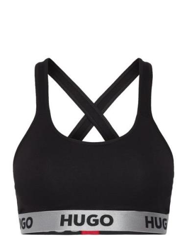 Bralette Padded Sporty Logo Lingerie Bras & Tops Sports Bras - All Bla...