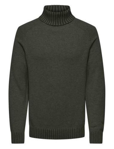 Onseddy Reg 7 Wool Roll Knit Tops Knitwear Turtlenecks Khaki Green ONL...