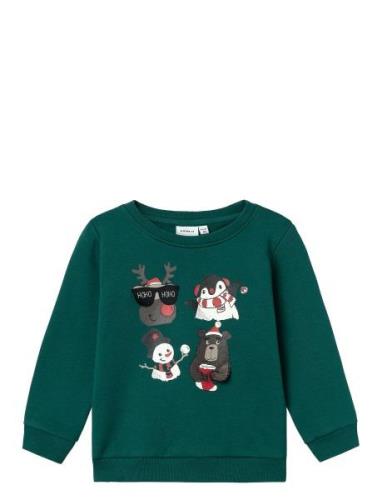 Nmmrsanta Nreg Sweat Bru Box Tops Knitwear Pullovers Green Name It