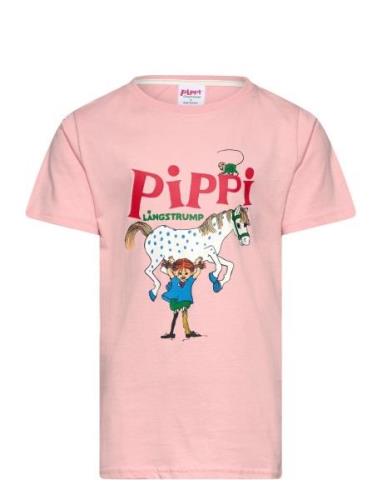 Pippi T-Shirt Tops T-Kortærmet Skjorte Pink Pippi Langstrømpe