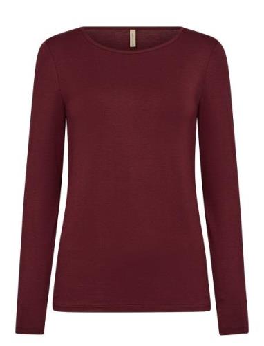 Sc-Marica Tops T-shirts & Tops Long-sleeved Burgundy Soyaconcept