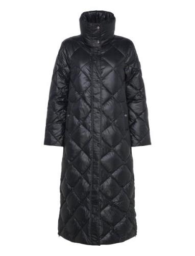 Diamond-Quilted Down Funnelneck Maxicoat Foret Jakke Black Lauren Ralp...