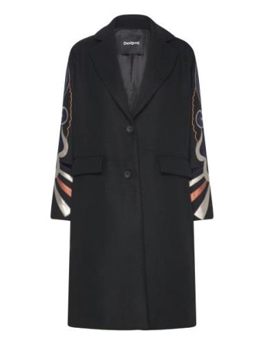 Coat Cracovia Uldfrakke Frakke Black Desigual