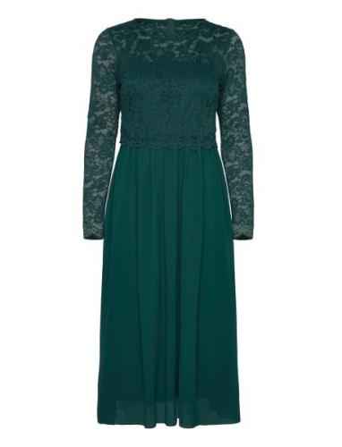 Joline Lace Dress Knælang Kjole Green Bubbleroom