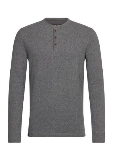 Merchant Grandad Top Tops T-Langærmet Skjorte Grey Superdry