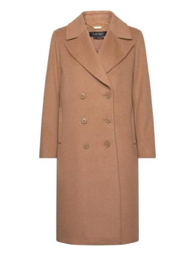 Wool-Blend Double-Breasted Coat Uldfrakke Frakke Beige Lauren Ralph La...