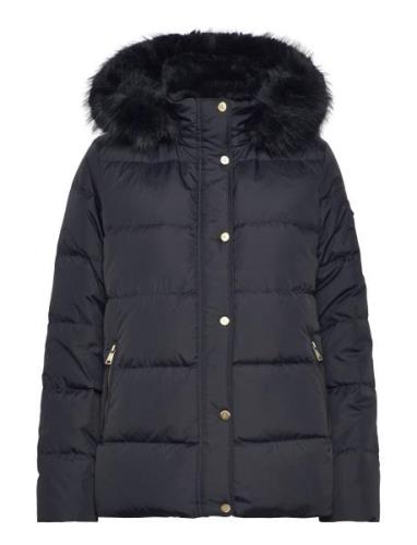 Faux-Fur-Trim Hooded Down Coat Foret Jakke Navy Lauren Ralph Lauren