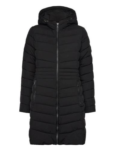 Chevron-Quilted Hooded Jacket Foret Jakke Black Lauren Ralph Lauren