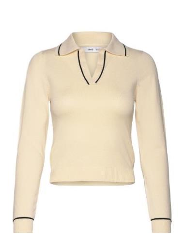 Knitted Polo Neck Sweater Tops Knitwear Jumpers Beige Mango