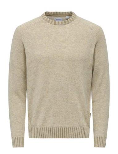 Onseddy Reg 7 Wool Crew Knit Tops Knitwear Round Necks Beige ONLY & SO...