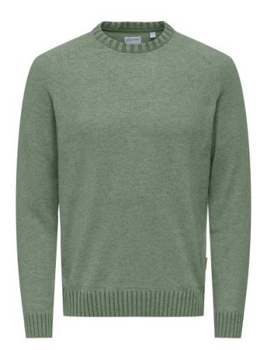 Onseddy Reg 7 Wool Crew Knit Tops Knitwear Round Necks Green ONLY & SO...