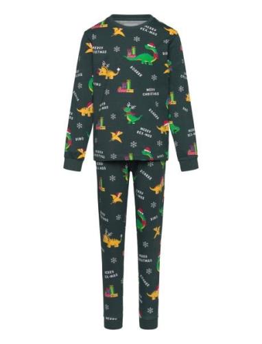 Dino Christmas Pyjamas Kids Pyjamassæt Green Christmas Sweats