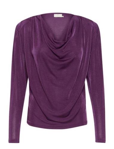 Kagina Jersey Blouse Tops Blouses Long-sleeved Purple Kaffe