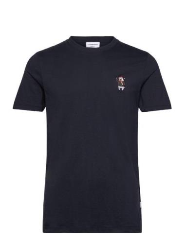 Christmas Embroidery Tee S/S Tops T-Kortærmet Skjorte Navy Lindbergh