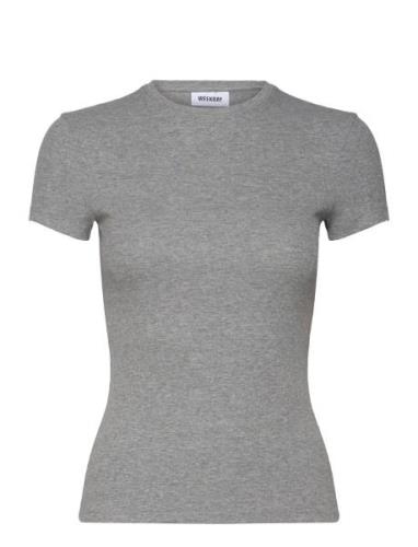 Close Fitted Rib Tshirt Tops T-shirts & Tops Short-sleeved Grey Weekda...