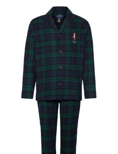 Polo Bear Plaid Flannel Pajama Set Pyjamas Nattøj Navy Polo Ralph Laur...