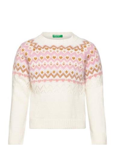 Sweater L/S Tops Knitwear Pullovers White United Colors Of Benetton