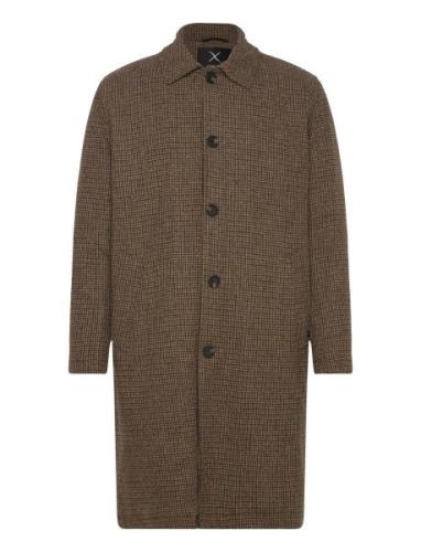 Carlos Check Coat Uldfrakke Frakke Khaki Green Clean Cut Copenhagen