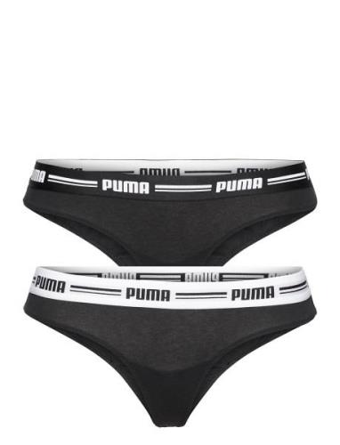 Puma Women String 2P Hang Sport Panties Thong Black PUMA