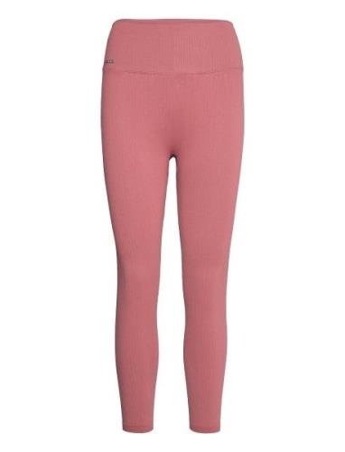 Pink Beat Ribbed Seamless Tights 7/8 Bottoms Running-training Tights P...