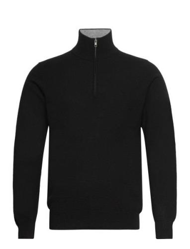 Man Half Zip Designers Knitwear Half Zip Jumpers Black Davida Cashmere