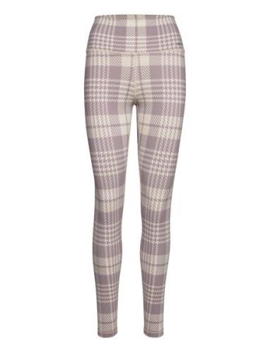 Dusty Violet Plaid Check Tights Sport Running-training Tights Multi/pa...