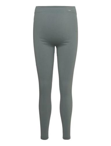 Maternity Ribbed Seamless Tights Sport Running-training Tights Green A...