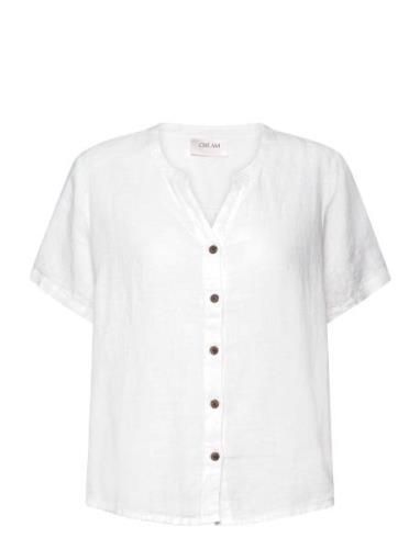 Crbellis Linen Shirt Tops Shirts Linen Shirts White Cream