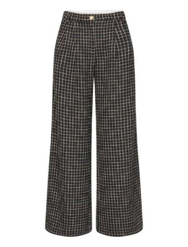 Checked Bouclé Pants Designers Trousers Wide Leg Black Stella Nova