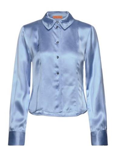 Shane, 1921 Heavy Satin Designers Shirts Long-sleeved Blue STINE GOYA