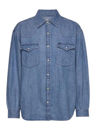 Seasonal Western Shirt Tops Shirts Denim Shirts Blue Lee Jeans