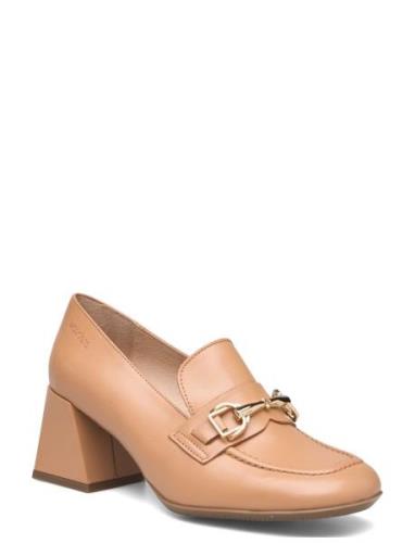 Angela Shoes Heels Heeled Loafers Beige Wonders